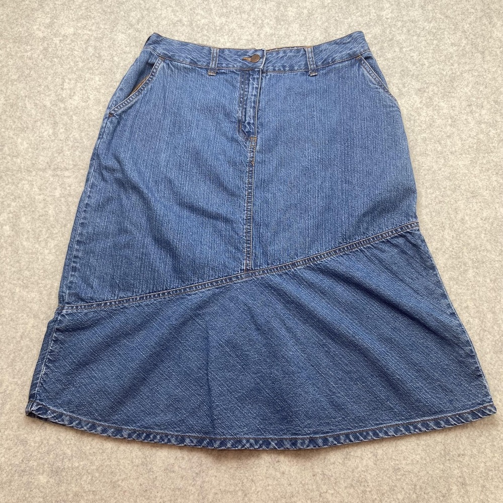 Bill Blass Denim Skirt Womens 10 29 Waist Blue A Line Knee Length Pockets Casual